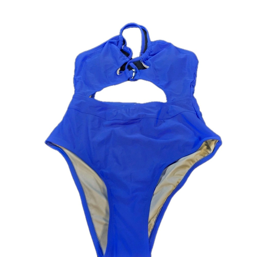 Cupshe Womens Swimsuit SZ S One Piece Criss Cross Back Cutouts Royal Blue Sexy
